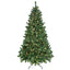 Decorated green Christmas tree with ornaments and wrapped gifts in festive colors