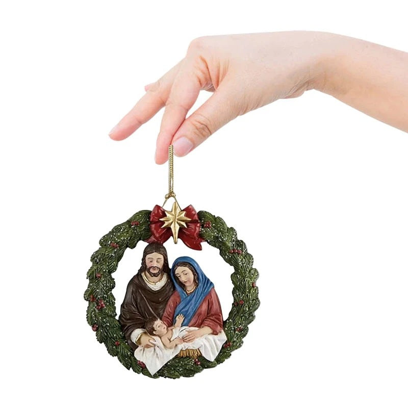 Faith-inspired nativity pendant for Christmas tree ornament