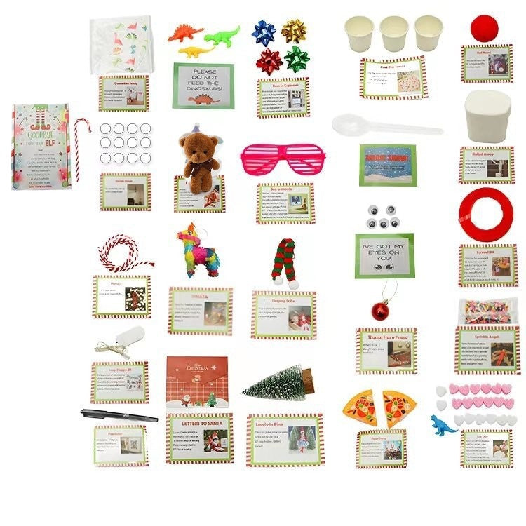 Festive Christmas countdown calendar in cheerful Elf Suit design displayed on wooden table