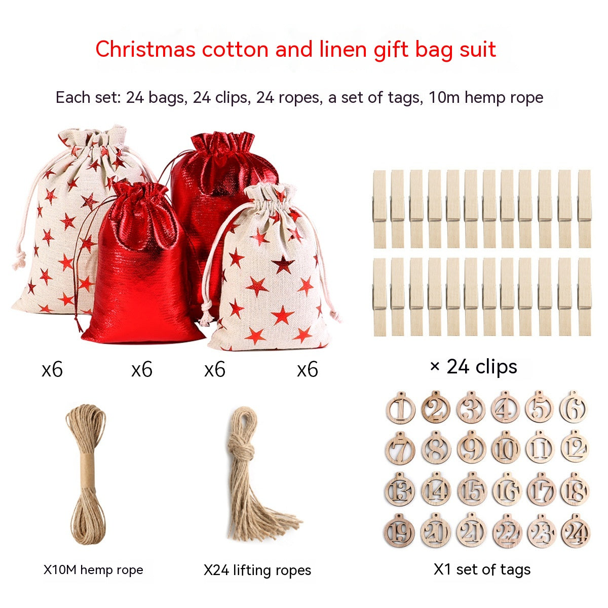 Gilding Christmas Cloth Bag Gift Kit - 24 Pieces - Christian Home Decor