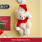Christmas scene decoration featuring soft plush ornament in a cozy holiday setting