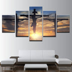 Modern simple style abstract Jesus canvas painting in multicolor tones