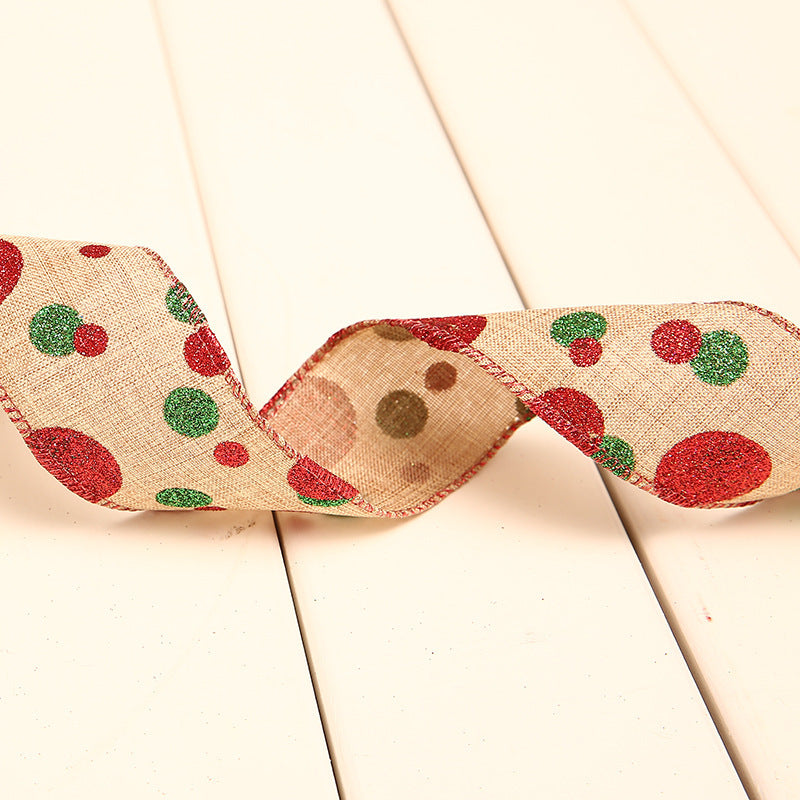 Christmas elk design linen webbing ribbon for festive home decorating