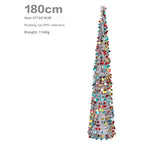 Retractable Christmas tree display demonstrating height options