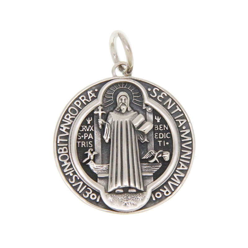 Vintage Jesus cross pendant featuring the iconic silhouette in polished silver