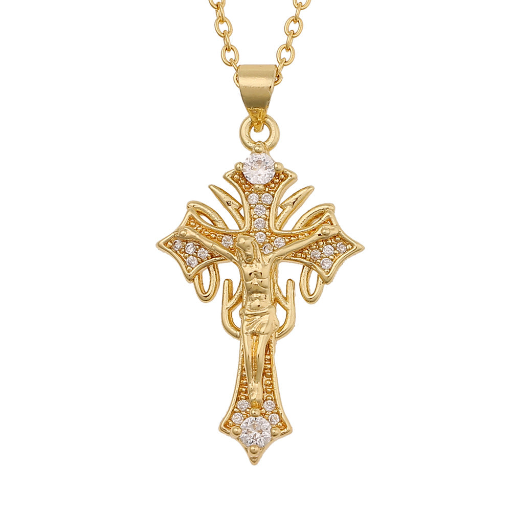 Simple Jesus cross pendant in two finish options A and B