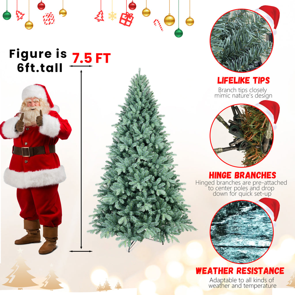 Elegant blue artificial Christmas tree with wire frame structure