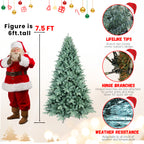Elegant blue artificial Christmas tree with wire frame structure