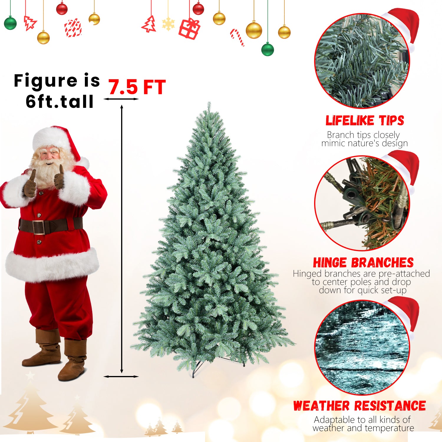 Elegant blue artificial Christmas tree with wire frame structure