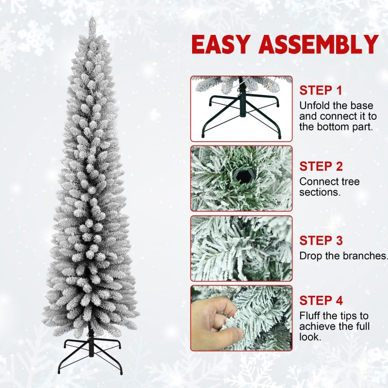 6FT flocked pencil tree in an elegant holiday setting