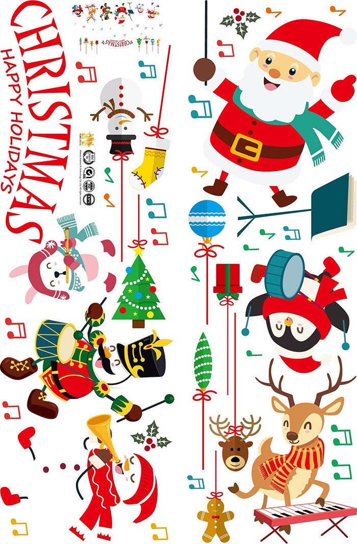 PVC wall sticker depicting Christmas concert scene for living room decoration