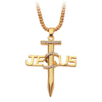 Electroplated alloy pendant necklace with Jesus nail design