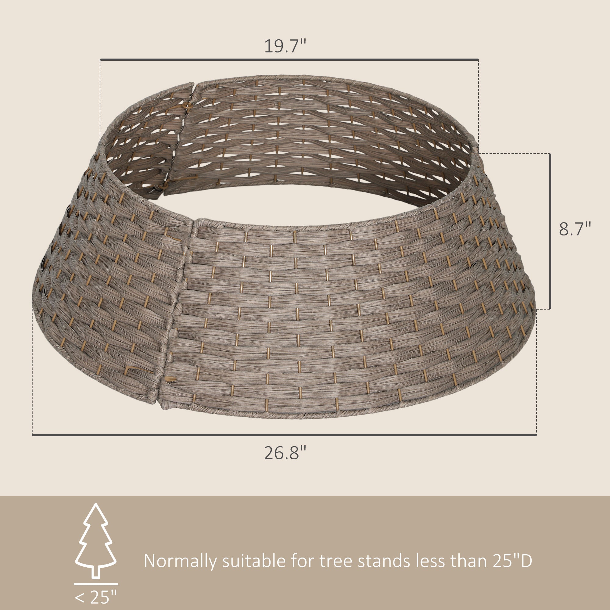 Coffee Christmas tree collar 8.7 inches tall with natural texture