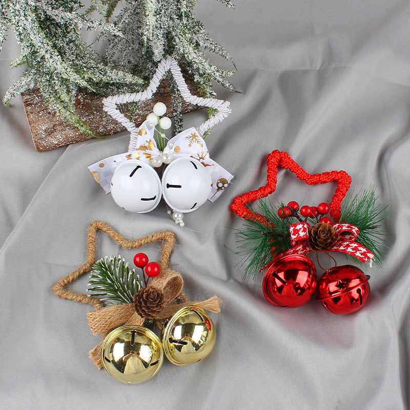 White star bell Christmas tree ornament with metal and plastic details