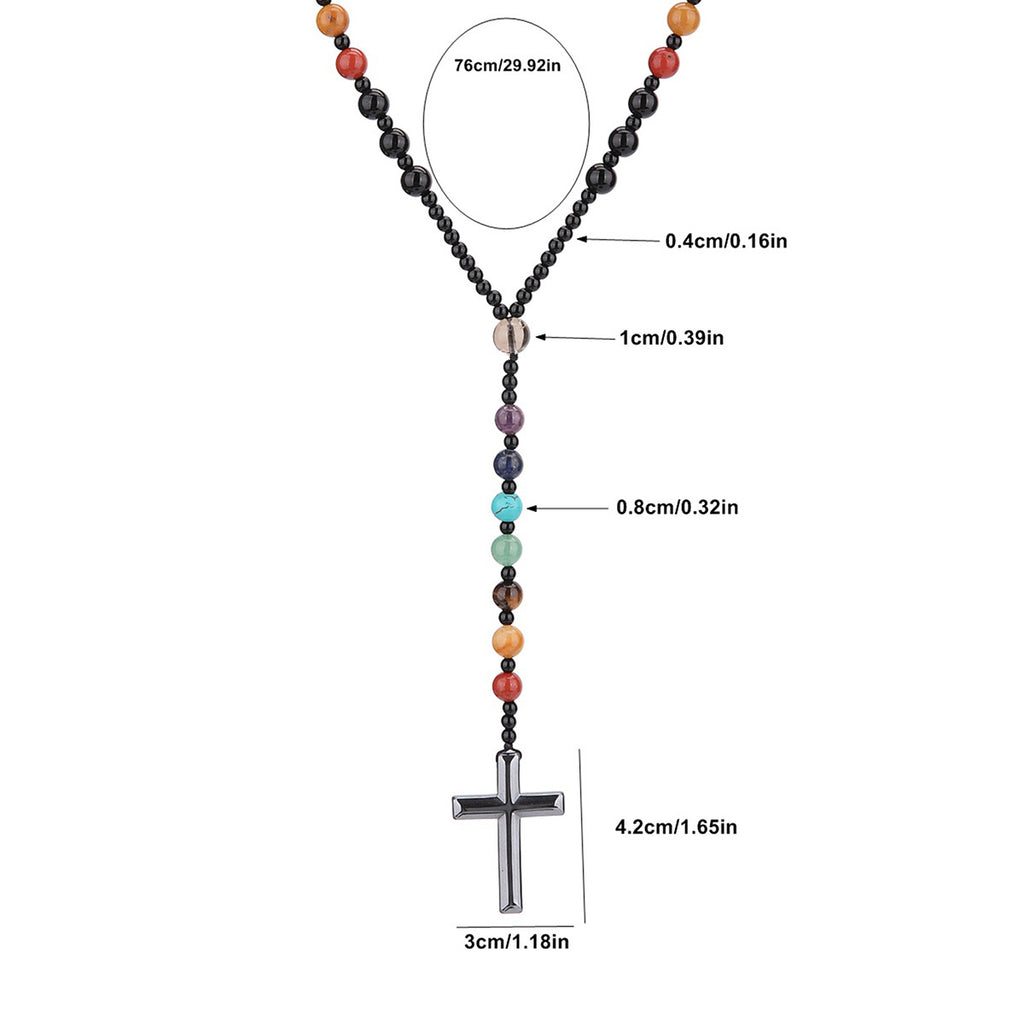 Vibrant natural stone cross necklace for women