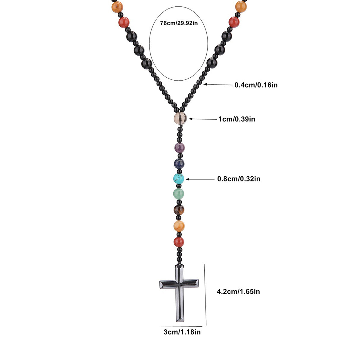 Vibrant natural stone cross necklace for women
