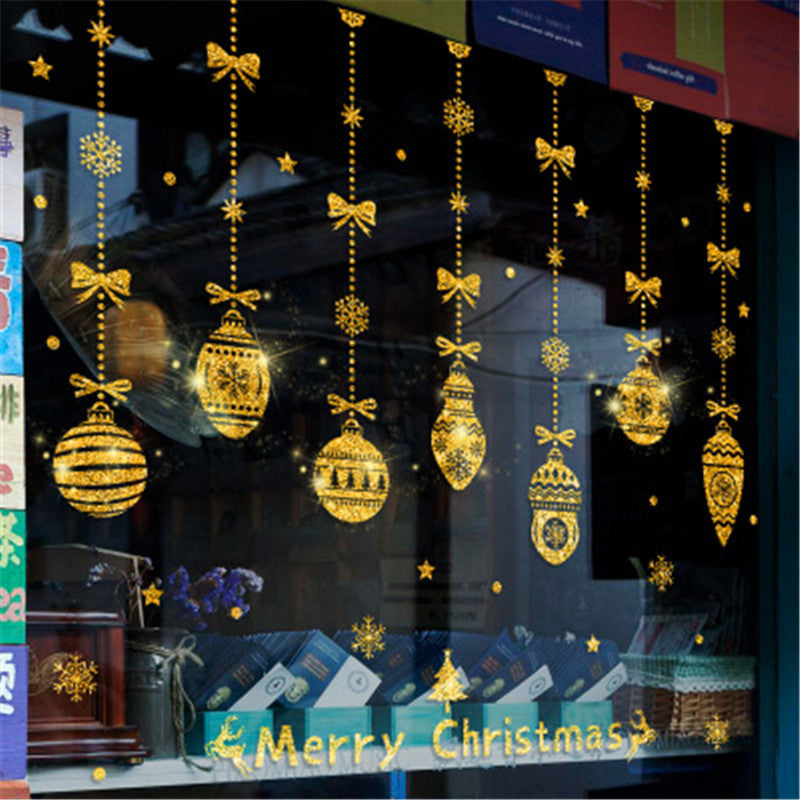 Self-adhesive Christmas wall decoration sticker in golden finish on white background