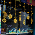 Self-adhesive Christmas wall decoration sticker in golden finish on white background
