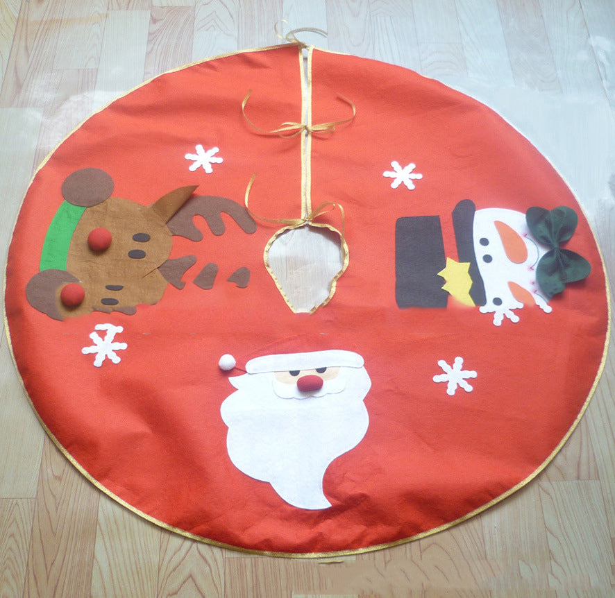 Red Christmas Tree Skirt showcasing rich red cloth texture for Christmas decor