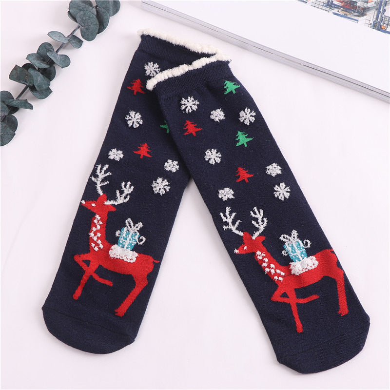Festive Christmas socks with Santa Claus pattern