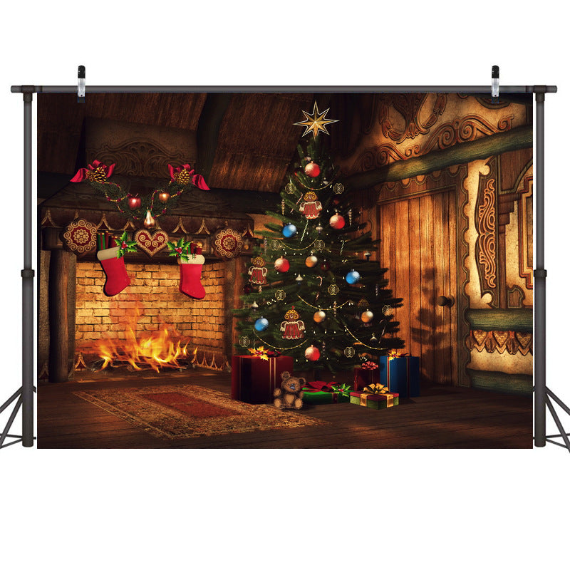 Large Christmas photo cloth backdrop measuring 210 x 150 cm for holiday photography sessions