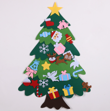 Family Christmas activity kit with felt tree and ornament pieces