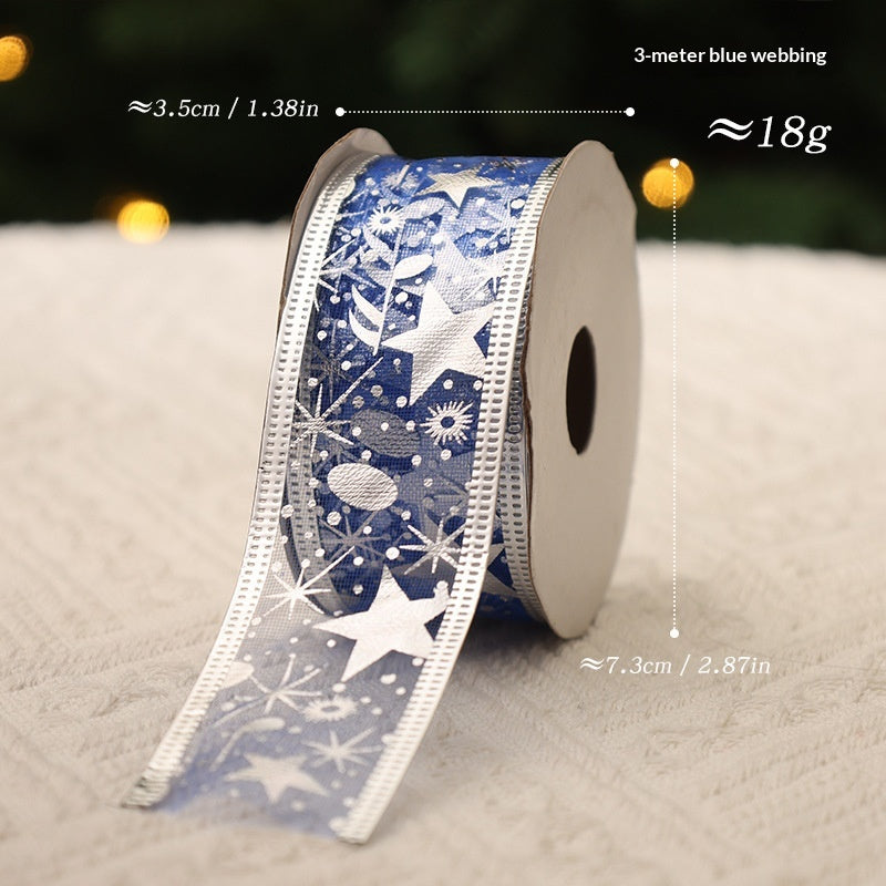 Christmas gift decoration ribbon in gold and red fabric