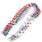 Red black pink sky blue rosary beads on silver-plated chain