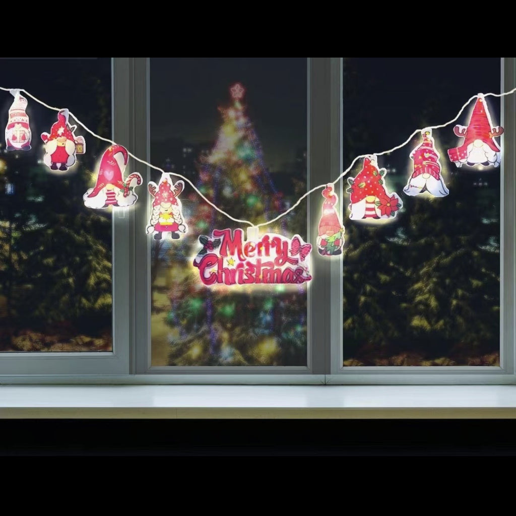 Colorful cartoon Christmas string lights for holiday decorating