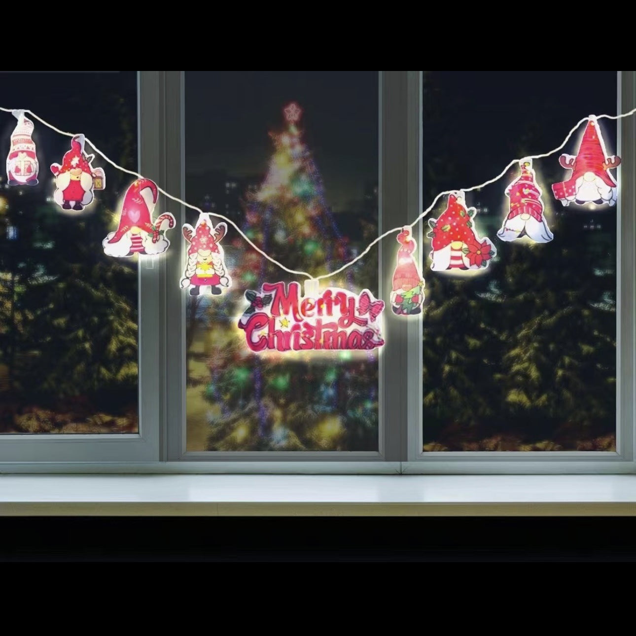 Colorful cartoon Christmas string lights for holiday decorating