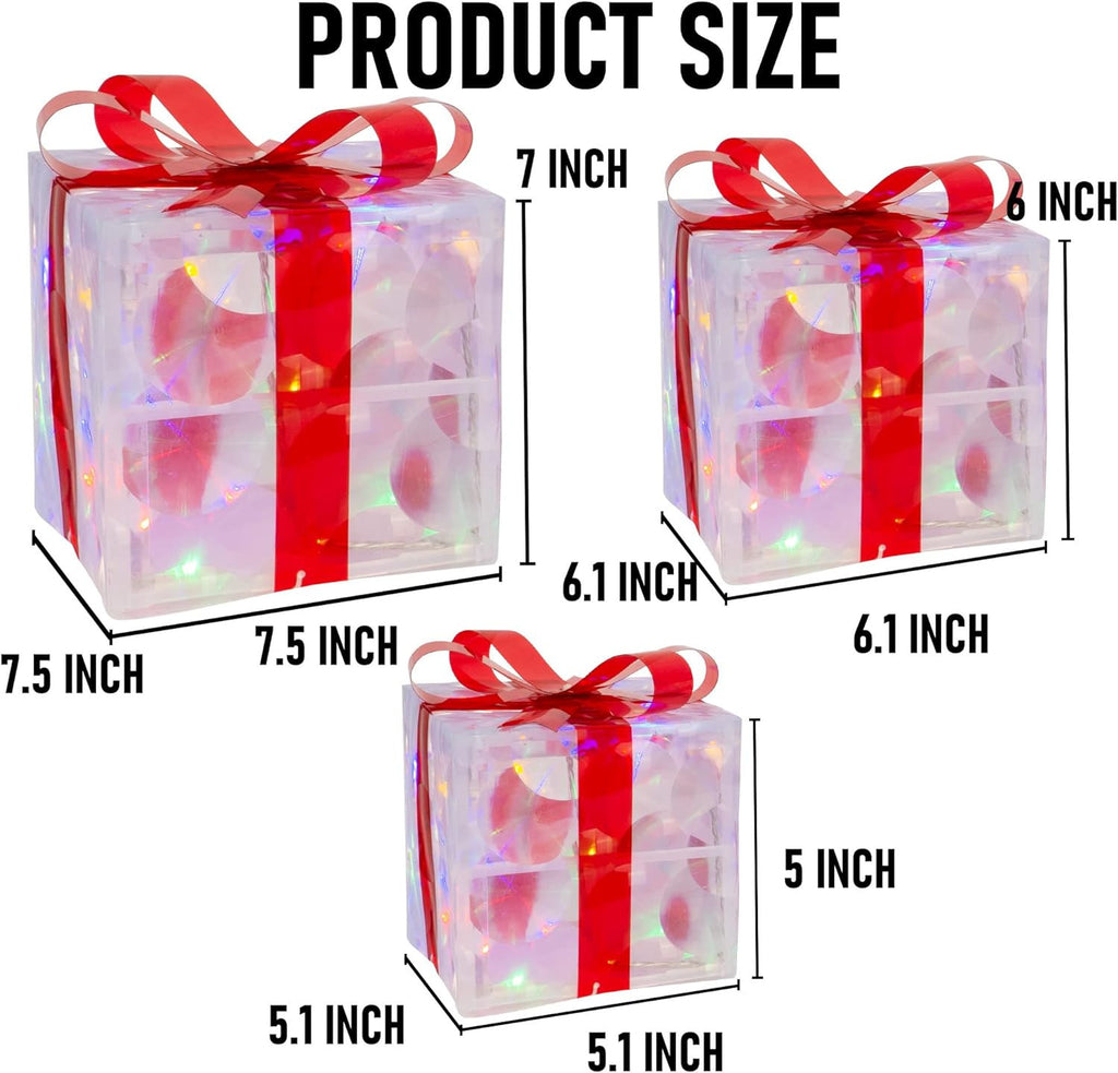 Luminous Christmas Gift Box arrangement with warm holiday glow