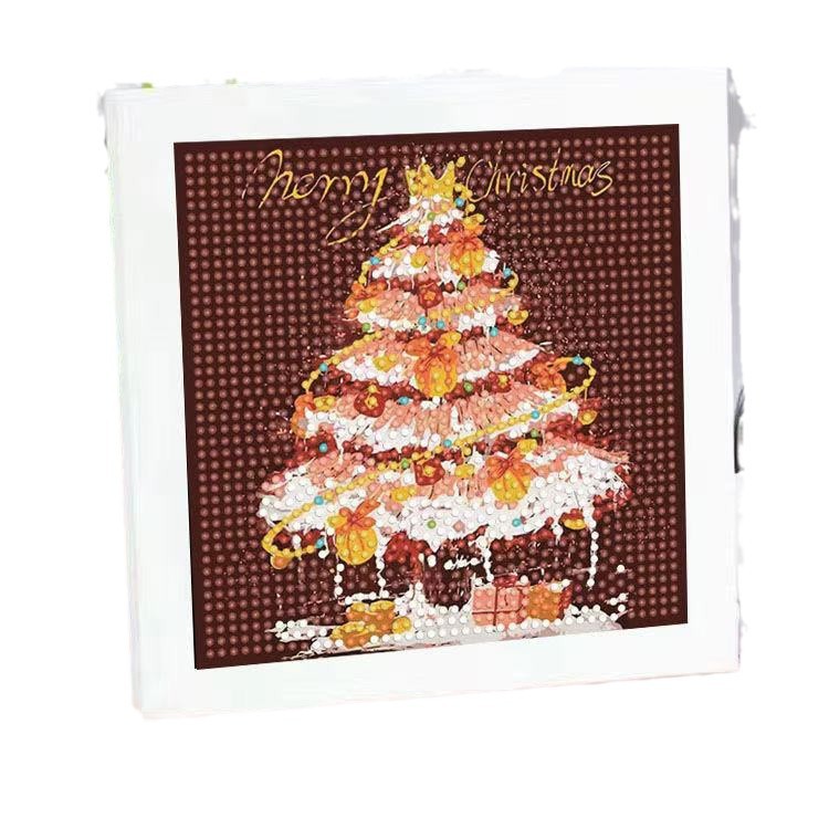 Christmas tree diamond painting on canvas showing colorful decorative design
