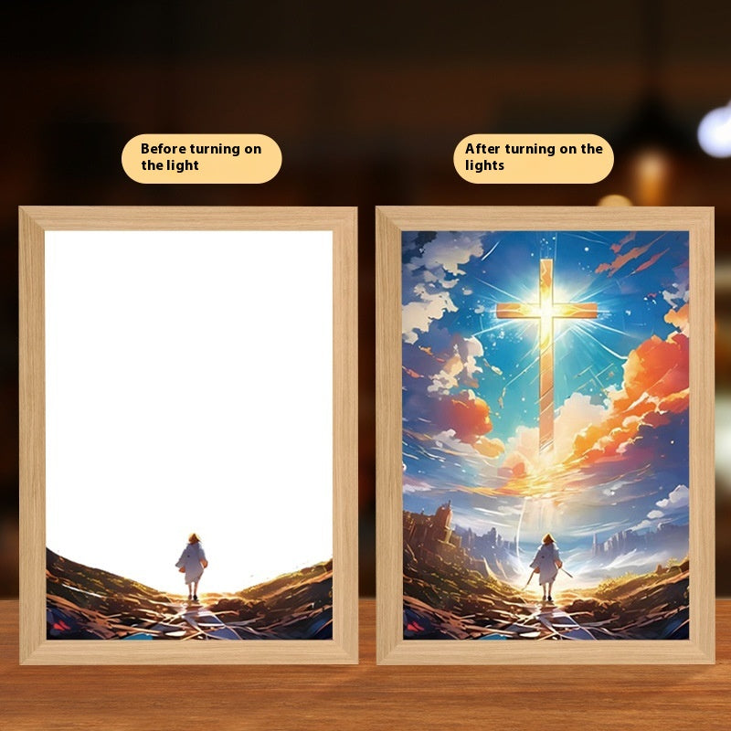 Elegant European classical Jesus painting with soft ambient glow