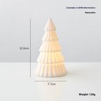 Medium puff tree ceramic decoration in warm white finish for holiday shelf display