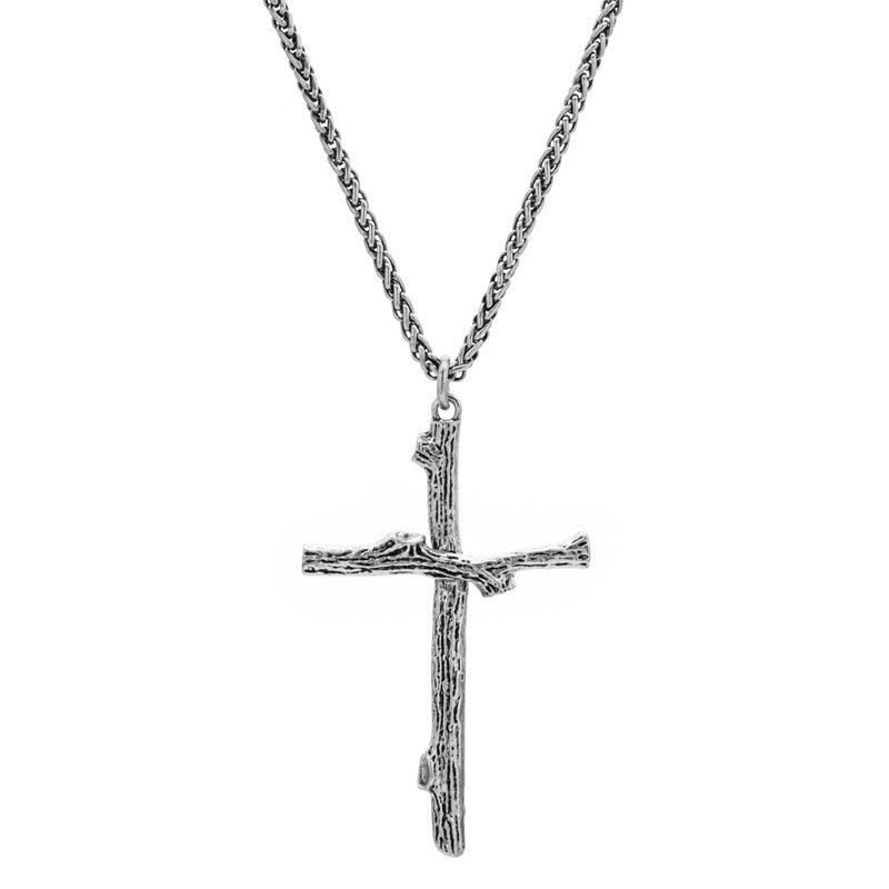Men's gold-plated cross pendant necklace on twist chain in gold finish Main image