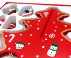 Close-up of hand-painted details on wooden Christmas tree decoration