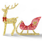 Festive reindeer and sleigh set with 8 lighting modes