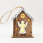 Handcrafted wooden Christmas craft pendant with angel design in warm wood tones