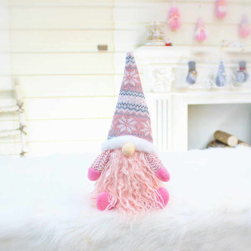 Faceless doll Christmas window decoration on telescopic pole