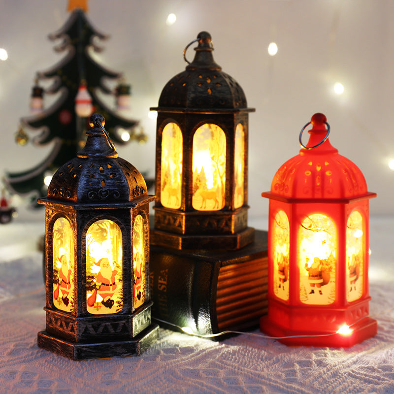 Hexagonal bronze deer Christmas night lamp ornament with festive charm