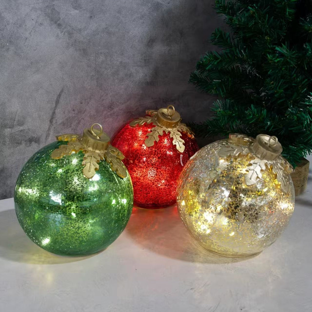 Battery-powered plastic Christmas decor pieces arranged together