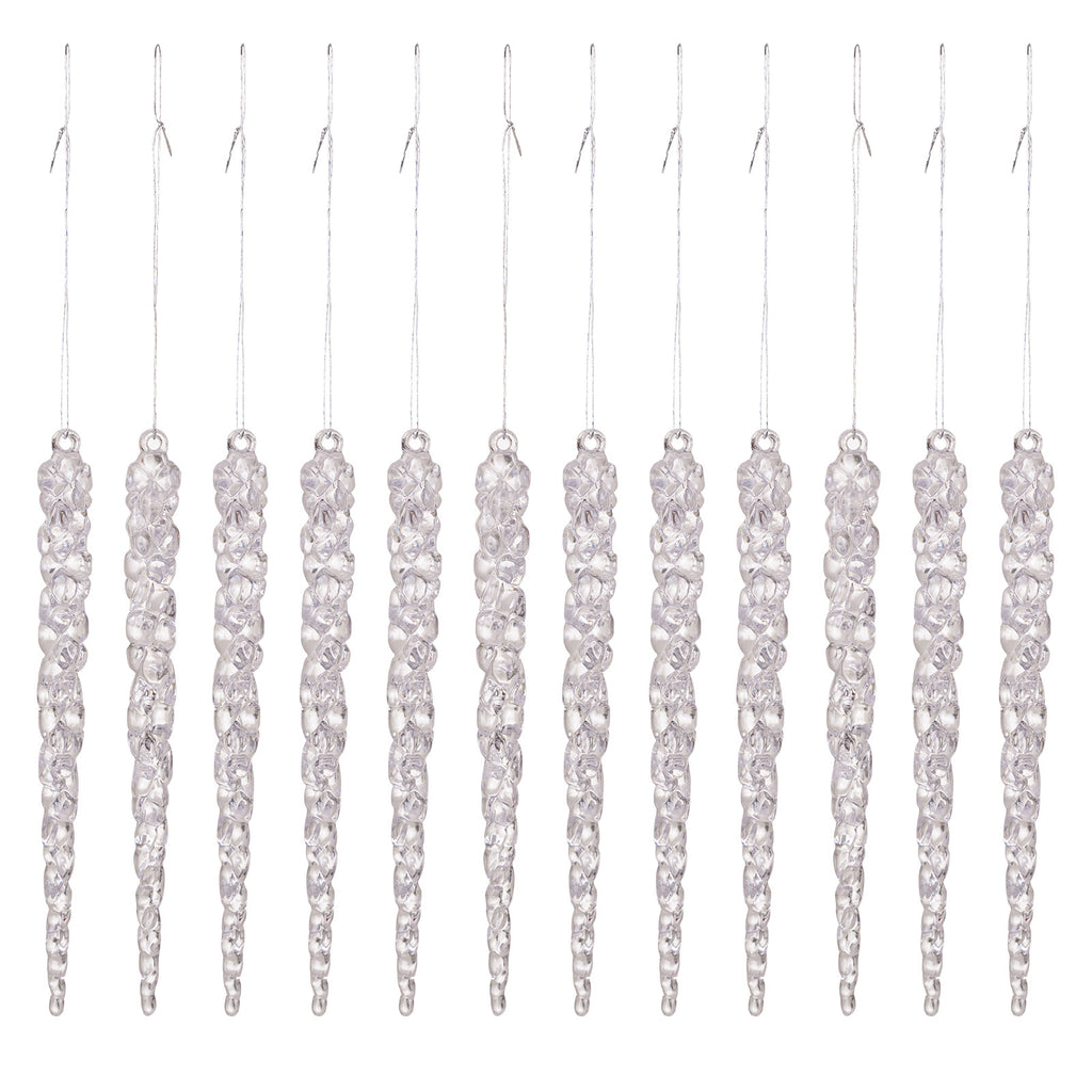 Crystal-clear icicle ornaments ready for Christmas display