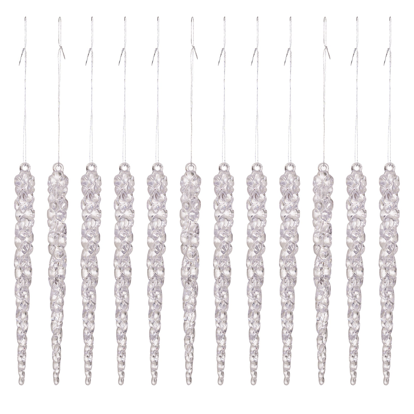 Crystal-clear icicle ornaments ready for Christmas display