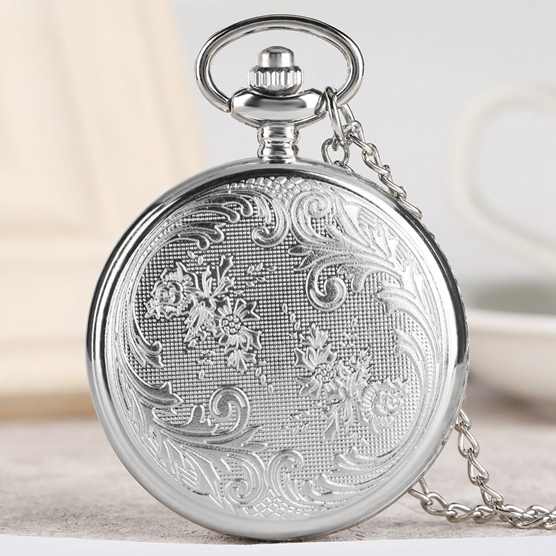 Classic analog pointer dial of Virgin Mary and Jesus pocket watch pendant