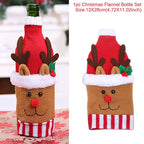Cheerful holiday wine bottle decoration ready for Christmas dinner parties