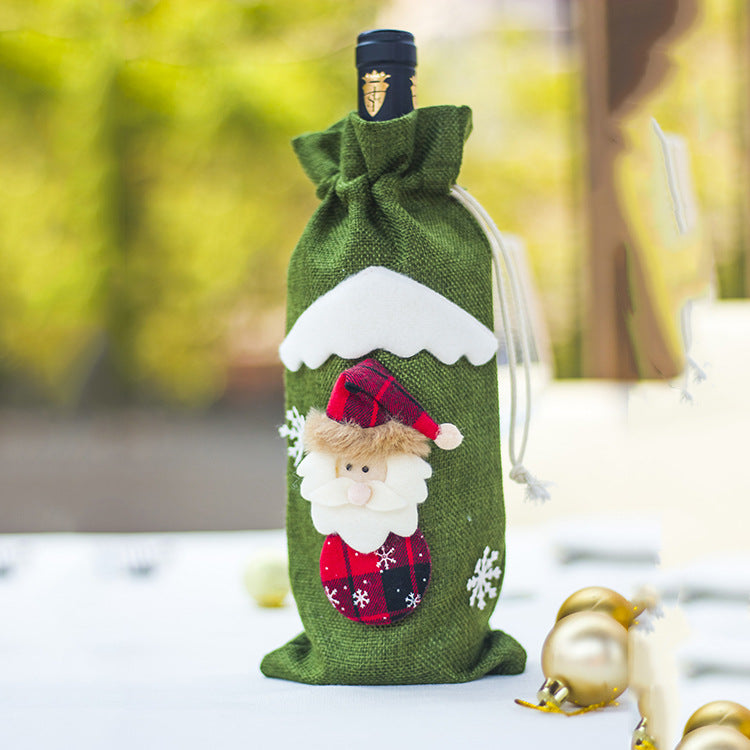 Holiday wine bottle sleeve with cheerful Christmas design for seasonal entertaining