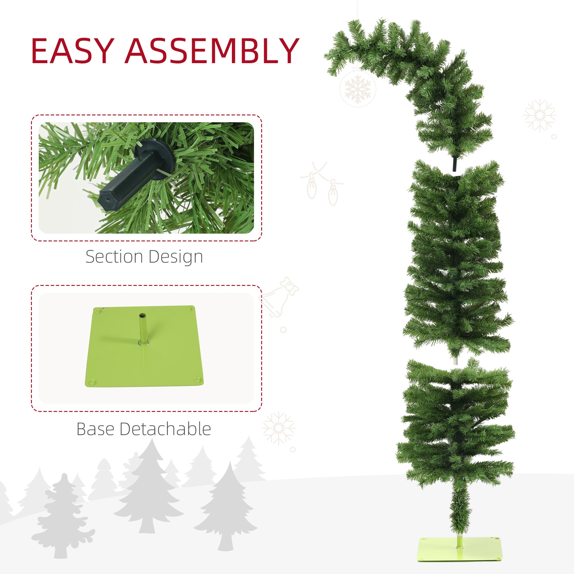 Family decorating Whimsical Pencil Christmas Tree with ornaments