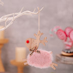 Close-up detail of wooden running elk ornament craftsmanship