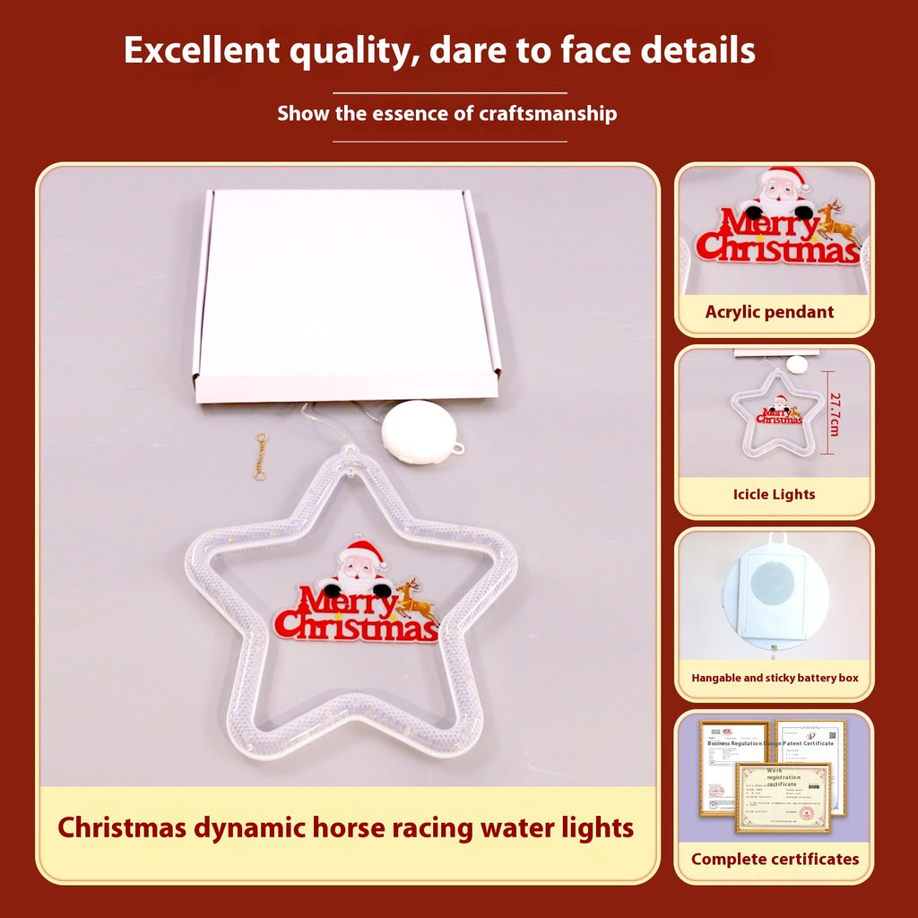 Close-up of festive Christmas pendant light with warm LED glow