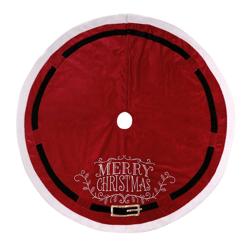Christmas tree skirt in rich red velvet fabric for holiday home decor